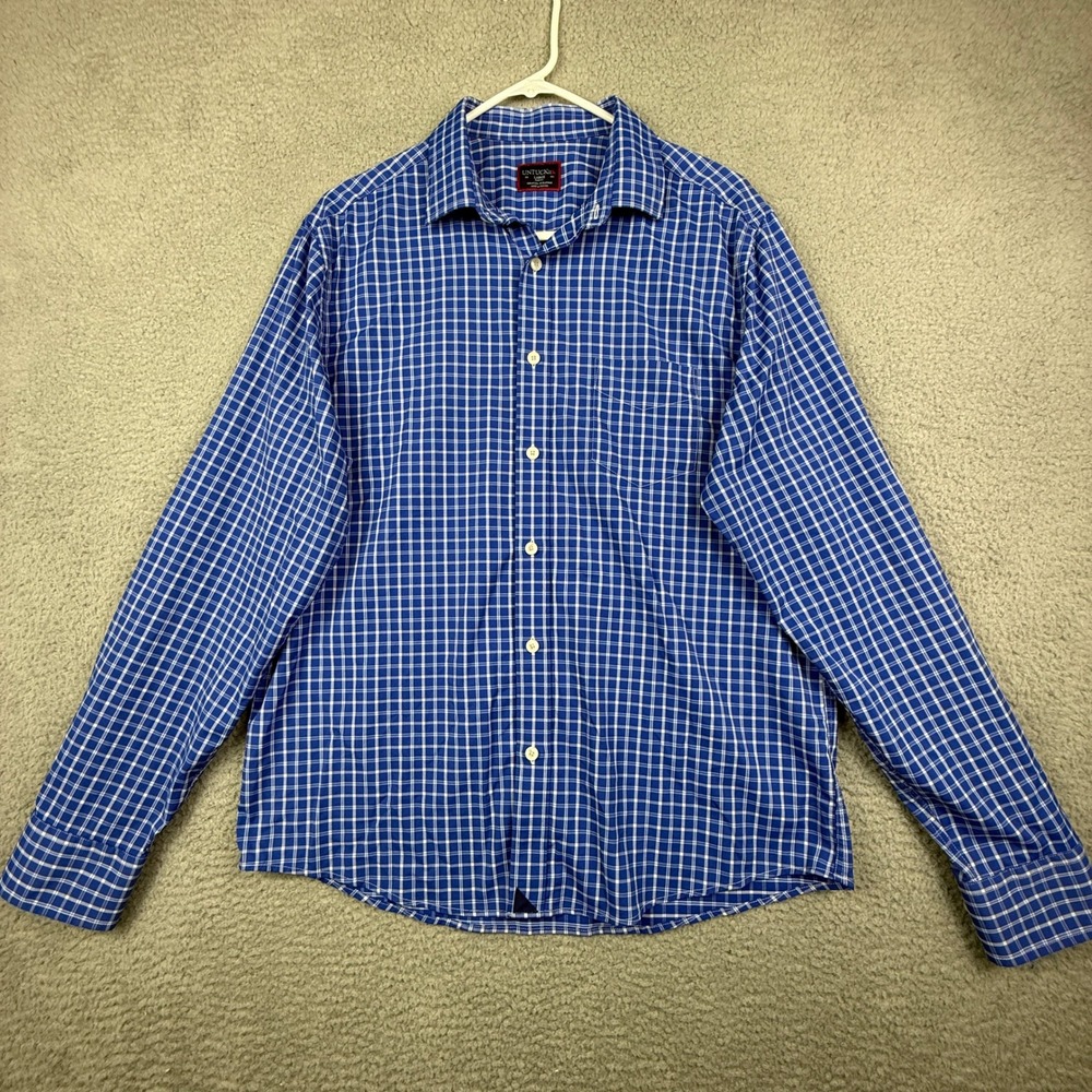 UNTUCKit‎ Kiepersol Slim Fit Plaid Button Down Shirt Men's Large Blue White